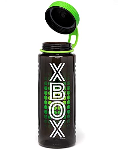 Xbox Water Bottle For Adults & Kids 1064ML | Game Console Sports Travel Mug Flask | Black Green Gaming Merchandise One Size