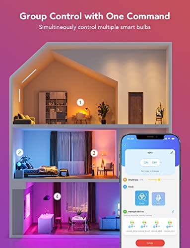 Govee Smart A19 LED Light Bulbs, 1000lm RGBWW Dimmable, Wi-Fi Colour Changing LED Bulbs, Works with Alexa & Google Assistant No Hub Required, 75W Equivalent Smart Bulbs 2 Packs