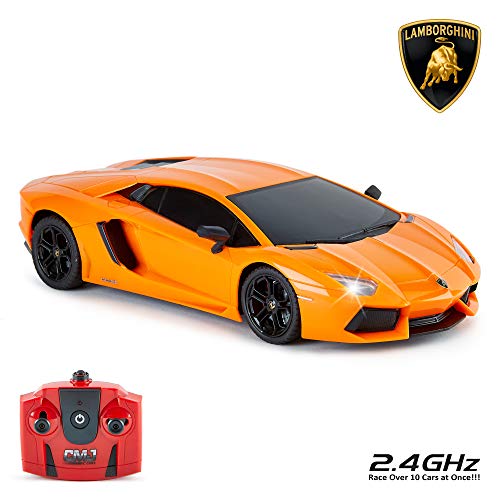 CMJ RC Cars™ Lamborghini Aventador Officially Licensed Remote Control Car 1:18 Scale Working Lights 2.4Ghz Orange