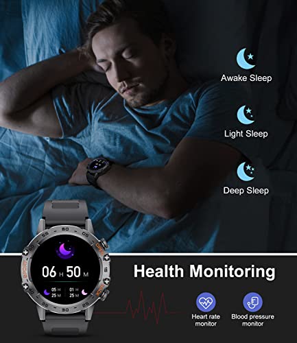 Men's Smartwatch Bluetooth Phone Call for Android iOS Phone 400 mAh 1.39" HD Sport Smartwatch Fitness Tracker 2 Watch Straps Black Silicone Male Music Smartwatch Heart Rate Sleep Health Monitor