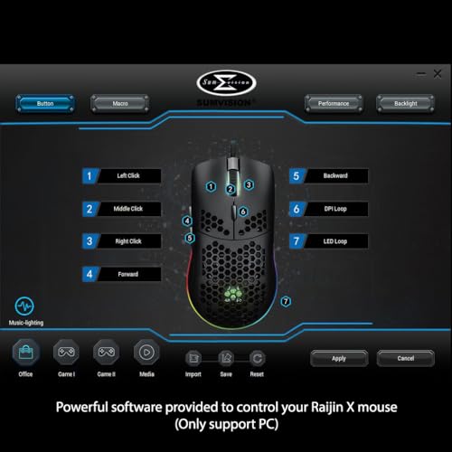 Gaming Mouse SUMVISION RAIJIN X Gaming PC Wired USB Mouse Macro Programmable Software 16.8M Colour RGB LED 30G 12,400 DPI Ergonomic Computer Mice Apple Mac Windows 11 (UK DESIGN FREE UK TECH SUPPORT)