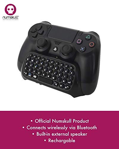 Numskull Sony PlayStation 4 Bluetooth Wireless Mini Keyboard Gadget, Wireless Bluetooth Chat Pad with Voice Chat Speaker for PS4 DualShock 4 Controller