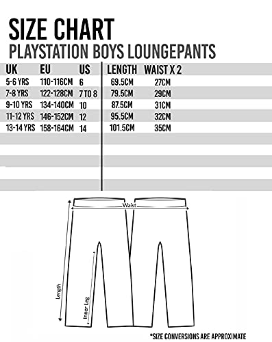 Playstation Lounge Pants For Boys | Kids Blue Black Drawstring Camo Pyjamas Trouser Joggers | Game Console Pjs Merchandise Gifts 13-14 Years