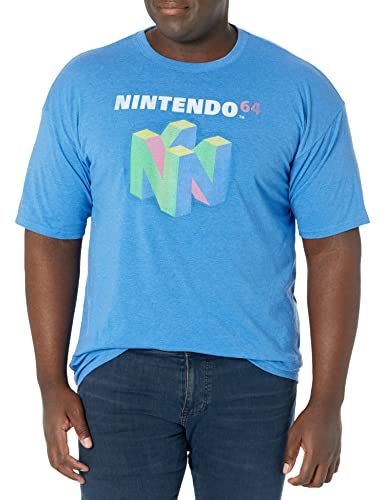 Nintendo Men's N64 Logo Short Sleeve T-Shirt, Premium Royal Heather, Medium