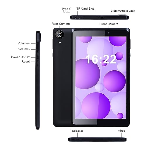 C idea 8 Inch Teens Tablet,Android 13 Tablet With Blue Light Screen Protector For Youth /2GB Ram 32GB Rom(TF 64GB)/ 5000 mAh Battery Tablet with TF Card Slot/BT/Type-C (Black)