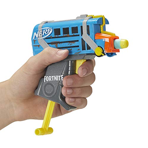 Fortnite Micro Battle Bus Nerf MicroShots Dart-Firing Toy Blaster and 2 Official Nerf Elite Darts For Kids, Teens, Adults