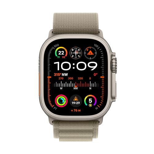 Apple Watch Ultra 2 [GPS + Cellular 49mm] Smartwatch with Rugged Titanium Case & Olive Alpine Loop Medium. Fitness Tracker, Precision GPS, Action Button, Extra-Long Battery Life, Carbon Neutral