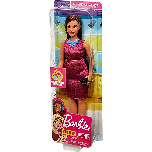 Barbie GFX27 Career 60th Doll, I Can Be a Journalist, Curvy Doll with Microphone, Brunette