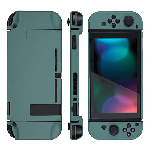 eXtremeRate PlayVital Back Cover for Nintendo Switch Console, NS Joycon Handheld Controller Separable Protector Hard Shell, Customized Dockable Protective Case for Nintendo Switch - Hunter Green