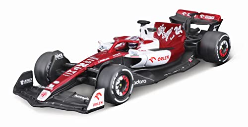 Bburago B18-38068Z Formula 1 ALFA Romeo F1 Team ORLEN C42 (2022) with Helmet ZHOU 1:43 Scale Die-Cast Collectible Race Car, Assorted Colours