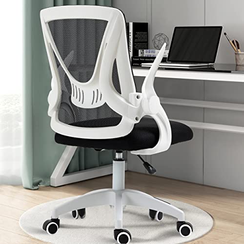 Office Chair For Home, Desk Chair, Mesh Swivel Chair With 90° Flip-up Armrest Computer Chair With Lumbar Support Adjustable Height, Back Support 360° Rotation Gaming Chair For Home Office