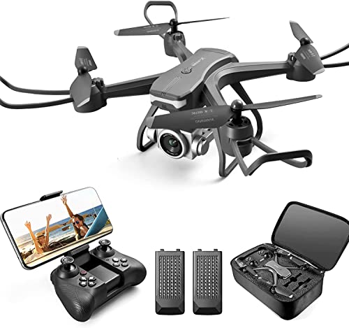 4DRC V14 Drone with Camera for Adults and Kids,1080P HD WiFi FPV Live Video,RC Quadcopter Helicopter Beginners Toys, Altitude Hold,Headless Mode,Trajectory Flight and 2 Batteries and Carrying Case