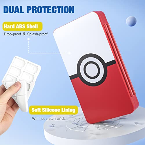 MoKo 48 Game Card Case Compatible with Nintendo Switch OLED 2021/Switch/Switch Lite, Switch Games Holder Case for 48 Switch Game Card & 24 SD Card, Slim & Portable Game Card Storage Box, Pokeball