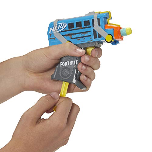 Fortnite Micro Battle Bus Nerf MicroShots Dart-Firing Toy Blaster and 2 Official Nerf Elite Darts For Kids, Teens, Adults