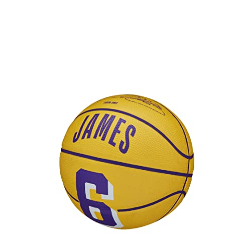 Wilson Basketball, NBA Player Icon Mini, LeBron James, Los Angeles Lakers, Outdoor and indoor, Size: 3, Yellow/Purple
