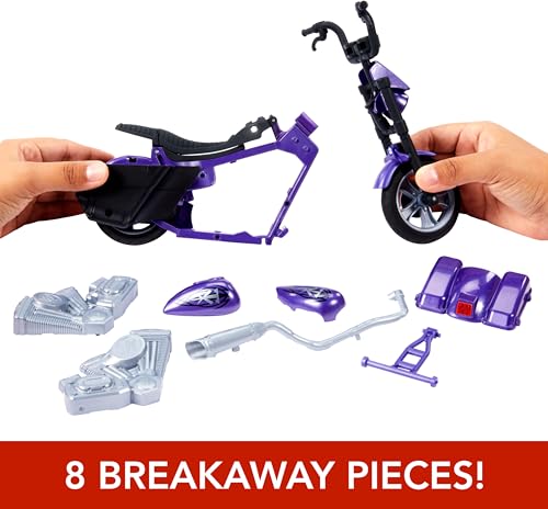 WWE Wrekkin' Action Figure & Toy Vehicle Set, Undertaker with Slamcycle Motorcycle with Lanching Action and Breakable Parts, HTR84