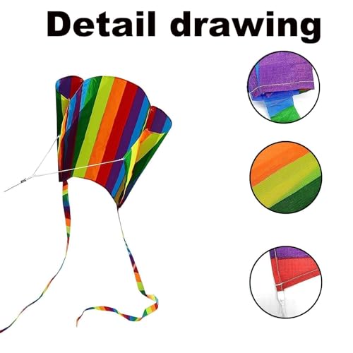 NUDFSY Pocket Kite, Kites for Children, 1 Set Rainbow Kite Colorful with Long Tail, Easy Flyer Kite With String Line, Beach Game Outdoor Activities for Beginner, Gift to Boys Girls