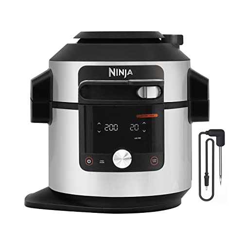 Ninja Foodi MAX 15-in-1 SmartLid Multi-Cooker 7.5L [OL750UK] Smart Cook System, Digital Cooking Probe, Electric Pressure Cooker, Air Fryer