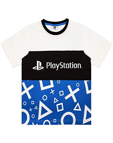 PlayStation Pyjamas For Boys | Children & Teens Logo T-Shirt & Loungepants PJ Set | Kids Cotton Blue, White & Black Sleepwear Gamer Gift Set