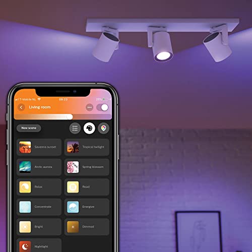 Philips Hue Argenta White & Colour Ambiance Smart 3x Ceiling Spotlight Bar LED (GU10) with Bluetooth, White, Works with Alexa, Google Assistant and Apple HomeKit