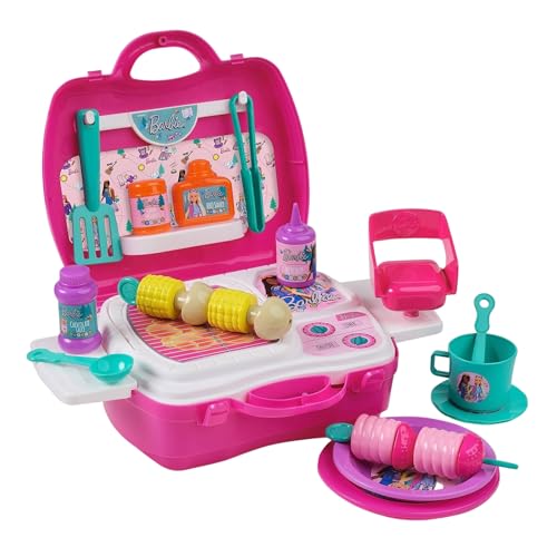 Sinco Creations Barbie Glamping & BBQ Playset- 20 Piece Barbie Playset Travel Carry Case | Play On The Go Kids Toys | Role Play | Pretend Play | Ages 3