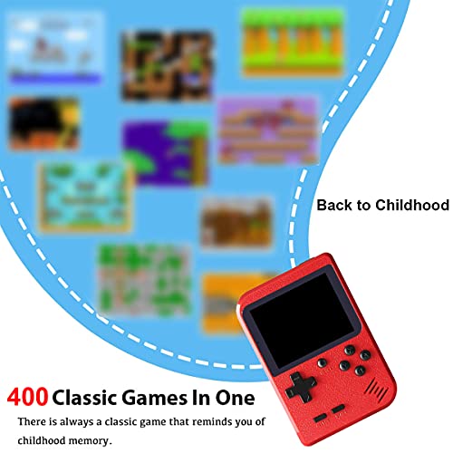 Fiotasy Kids Handheld Games Console with 400 Classic Retro Games, Portable Mini Handheld Video Games Console for Boy Girl, Christmas Birthday Gift Present for Children Adult (Red)