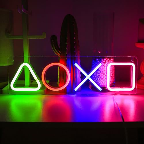 Gaming Neon Signs - Gamer Button Icons Neon Light Acrylic USB Powered LED Neon Light for Wall Decorations Gaming Gifts (Gaming Button)