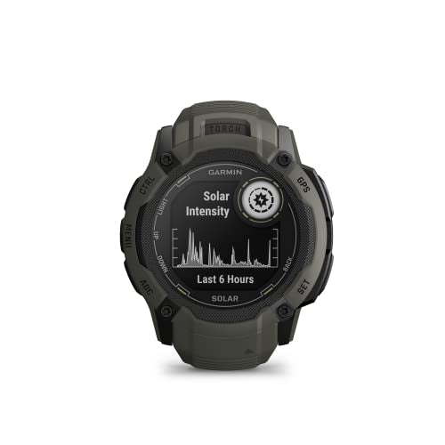 Garmin Instinct 2X SOLAR, Large Rugged GPS Smartwatch, Built-in Sports Apps and Health Monitoring, Solar Charging and Ultratough Design Features, Moss