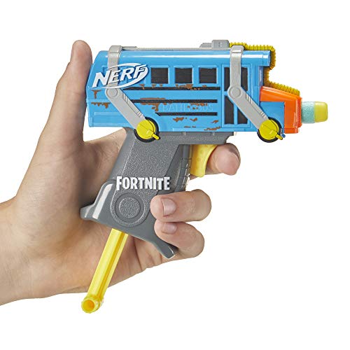 Fortnite Micro Battle Bus Nerf MicroShots Dart-Firing Toy Blaster and 2 Official Nerf Elite Darts For Kids, Teens, Adults