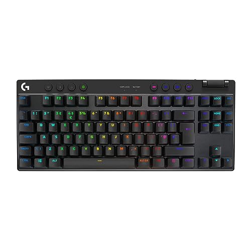 Logitech G PRO X TKL LIGHTSPEED Wireless Gaming Keyboard, Ultra Portable Tenkeyless Design, LIGHTSYNC RGB, Tactile Switches (GX Brown), QWERTY UK English Layout, Black