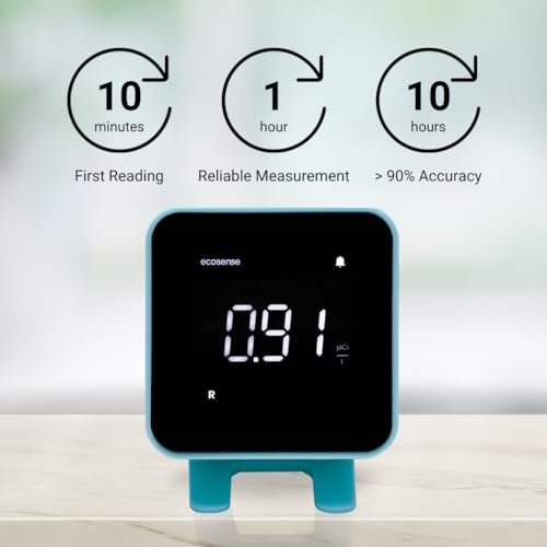 Ecosense EB100 EcoBlu, Digital Radon Detector, Fast & Accurate, Short-Term and Long-Term Monitoring, Full Size LED Screen, Easy to Use (Blue)