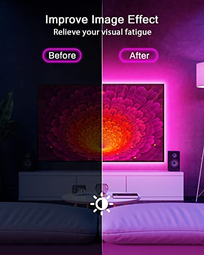 Daymeet Led Lights for TV, 5M Smart LED TV Backlights for 55-85 inch USB TV Monitor Behind Lighting Color Changing RGB TV Led Light Strip with Remote Music Sync Bluetooth APP Control for Bedroom