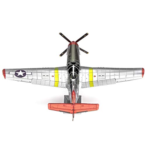 Metal Earth Fascinations Premium Series Tuskegee Airmen P-51D Mustang Red Tail 3D Metal Model Kit Bundle with Tweezers