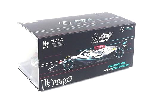 Bburago B18-38066H Formula 1 MB W13 E Performance (2022) with Helmet Hamilton 1:43 Scale Die-Cast Collectible Race Car, Assorted Colours