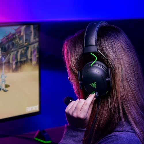 Razer BlackShark V2 Gaming Headset: THX 7.1 Spatial Surround Sound - 50mm Drivers - Detachable Mic - PC, PS4, PS5, Switch, Xbox One, Xbox Series X & S, Mobile - 3.5 mm Audio Jack & USB DAC - Black