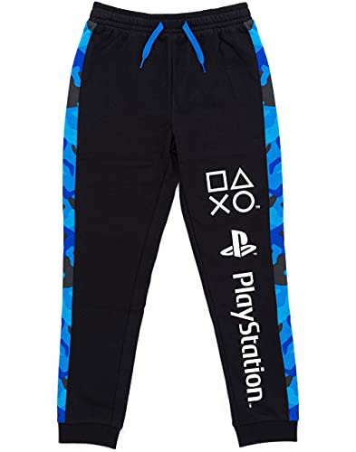 Playstation Lounge Pants For Boys | Kids Blue Black Drawstring Camo Pyjamas Trouser Joggers | Game Console Pjs Merchandise Gifts 13-14 Years