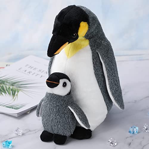 Penguin Mom & Baby Plush Toy, 33cm Stuffed Animal Small Plushie Doll, Soft Fluffy Like Real Penguin Hugging Toy - Present for Every Age & Occasion (assa-911)