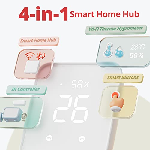 SwitchBot Hub 2 (2nd Gen), work as a WiFi Thermometer Hygrometer, IR Remote Control, Smart Remote and Light Sensor, Link SwitchBot to Wi-Fi (Support 2.4GHz), Compatible with Alexa&Google Assistant