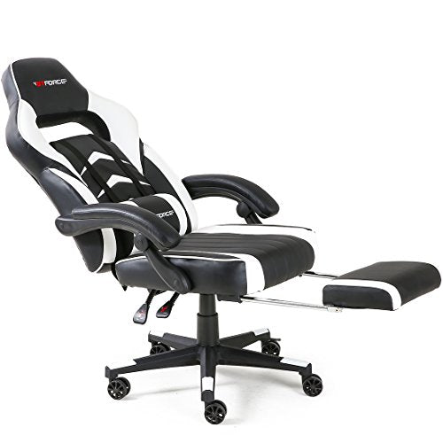 GTFORCE TURBO RECLINING SPORTS RACING GAMING OFFICE DESK PC CAR FAUX LEATHER CHAIR (White)