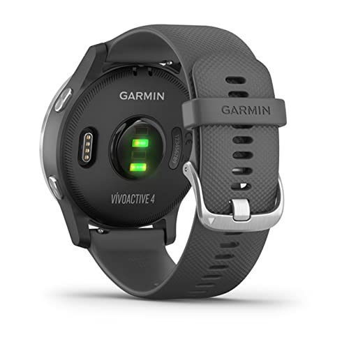 Garmin Vívoactive 4 — waterproof GPS fitness smartwatch with training plans & animated exercises. Heart rate monitor, 20 sports apps, 8 days battery life, music player, silver/dark grey (Renewed)