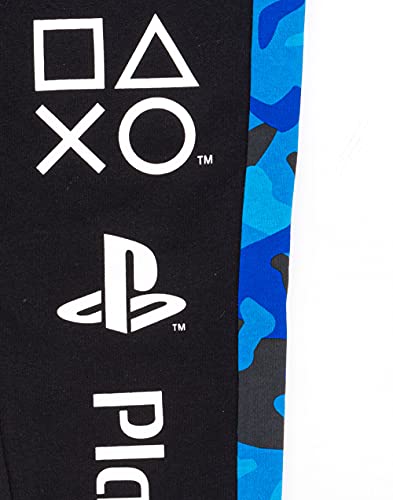 Playstation Lounge Pants For Boys | Kids Blue Black Drawstring Camo Pyjamas Trouser Joggers | Game Console Pjs Merchandise Gifts 13-14 Years