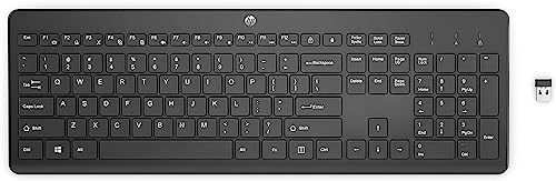 HP 230 Wireless Keyboard, quiet and comfortable keystrokes, Number Pad, QWERTY UK Layout, compatible with Windows PC, Chromebook, Laptop, Mac, Up to 16 Months Battery, USB dongle included