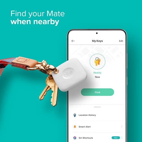 Tile Mate (2022) Bluetooth Item Finder, 1 Pack, 60m finding range, works with Alexa & Google Home, iOS & Android Compatible, Find your Keys, Remotes & More, White