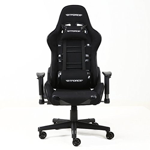 GTFORCE EVO CT RECLINING SPORTS RACING GAMING OFFICE DESK PC CAR FABRIC CHAIR (Black)