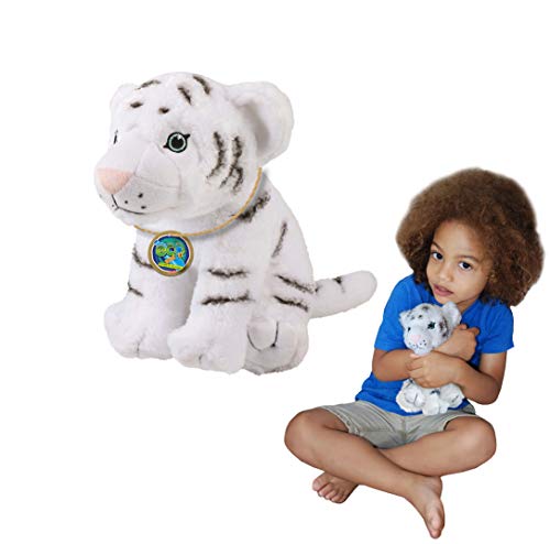 EcoBuddiez - White Tiger from Deluxebase. Medium 20cm Soft Plush Animals made from Recycled Plastic Bottles. Eco-Friendly Cuddly Gift for Kids and Cute Stuffed Animal Toy for Toddlers.