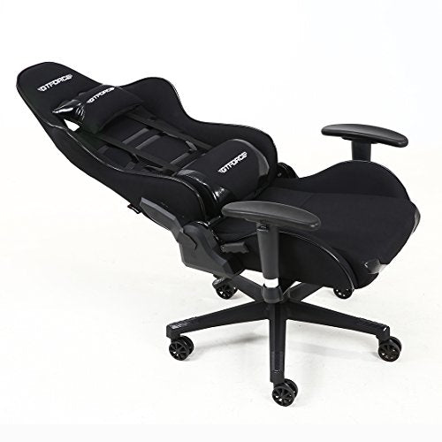 GTFORCE EVO CT RECLINING SPORTS RACING GAMING OFFICE DESK PC CAR FABRIC CHAIR (Black)