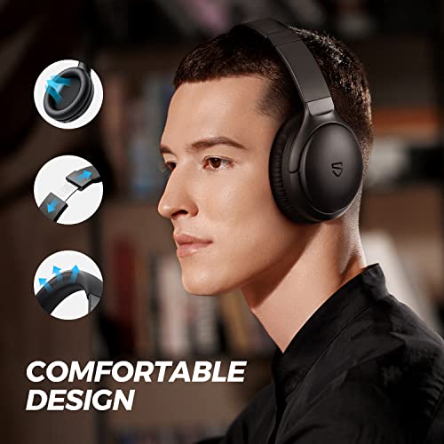 SoundPEATS Bluetooth Headphones, A6 Hybrid Active Noise Cancelling Earphones New Over Ear Headphones, 38 Hours Playtime(ANC Off), USB-C, Foldable Design with Ergonomic Headband, Memory Foam Earcups