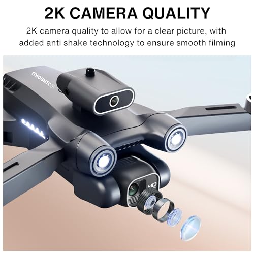 Jinsoku S150 Foldable Drone, 2K Camera Quality For Adults & Kids, 36 Mins Long Flight Time, FPV Professional RC Quadcopter with Brushless Motor, 5G WIFI, 2 Batteries, Easy to Use For Beginners