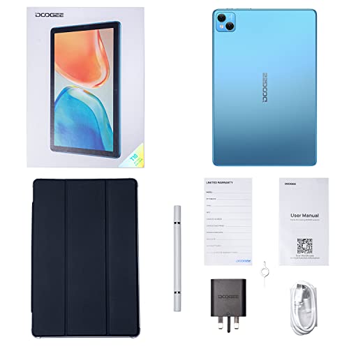 DOOGEE T10 Tablet 10 inch, 15GB + 128GB/1TB TF, 8300mAh Battery, Android 12 Tablets 4G Dual Sim Octa-Core Tablet, TÜV Eye Protection, Widevine L1, 13MP+ 8MP Camera, OTG, 5G+2.4G WiFi, GPS - Blue