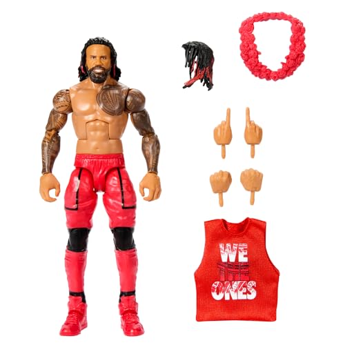 WWE Elite Action Figure & Accessories, 6-inch Collectible Jimmy Uso with Articulation, Life-Like Look & Swappable Hands, HTX30